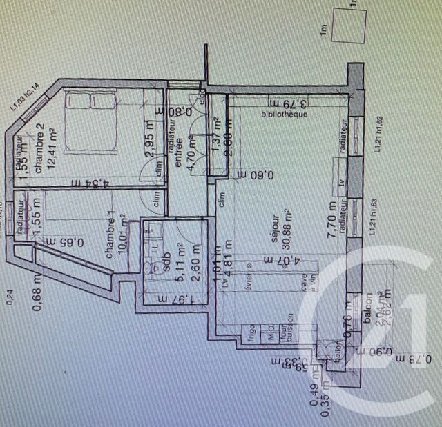 Appartement F3 à vendre - 3 pièces - 67.0 m2 - PARIS - 75008 - ILE-DE-FRANCE - Century 21 Alpha Hoche